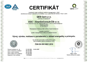 Certifikát: ČSN EN ISO 9001: 2016